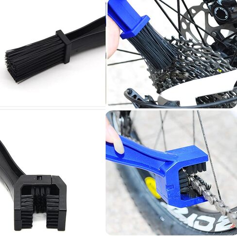 منظف ​​غسالة السلسلة N-KONGJIAN، قطعتين من فرش الدراجة النارية باللون الأسود، مجموعة أدوات تنظيف ملحقات الدراجة in Kuwait