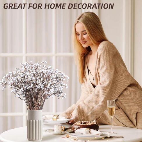 التوت الشحم المجفف، 220 جرام جذع طبيعي ديكور زهور الزفاف الأبيض هولي الشحم التوت، 2 حزم زهرة مجففة كرات بيلي زر باقة النبات نمط المزرعة زخرفة الزهور إكليل DIY الحرف اليدوية in Kuwait