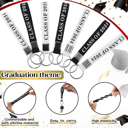 Ecation 50 قطعة فئة 2024 سلاسل مفاتيح التخرج سيليكون المطاط كيرينغ حفلة التخرج هدايا لمدرسة الطلاب in Kuwait