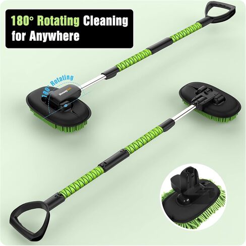 مجموعة غسيل السيارات من YeewayVeh، فرشاة غسيل السيارة قابلة للتمديد بمقبض طويل، ممسحة غسيل السيارة مقاس 55 بوصة مع رأس فرشاة بديلة من الألياف الدقيقة، مقبض كبير على شكل حرف D وأدوات تنظيف ممسحة النوافذ للسيارة، أخضر in Kuwait