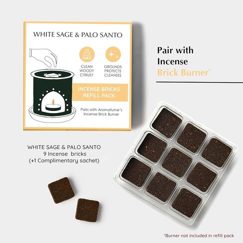 White Sage & Frankincense Incense Bricks with Snowflake Burner by Aromafume | 2x9 Bricks | Sage Incense for Cleansing Negative Energy & Protection | Sage for Smokeless Smudging, Spiritual Cleansing in Kuwait