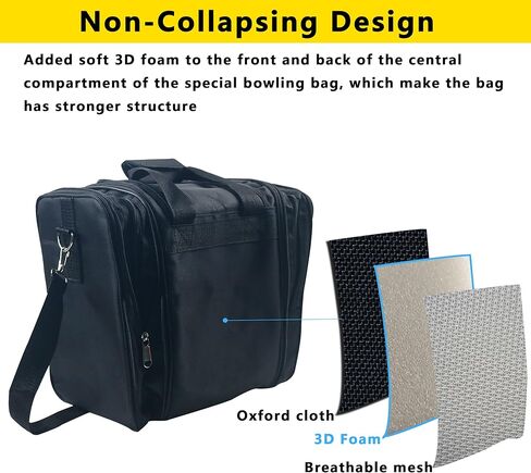 حقيبة بولينج غير قابلة للطي، حقيبة كرة بولينج مع جيبين قابلين للسحب، حقيبة بولينج قابلة للتعديل مع حامل كرة مبطن يناسب أكياس البولينج كرة واحدة وأحذية تصل إلى مقاس الرجال 14 in Kuwait