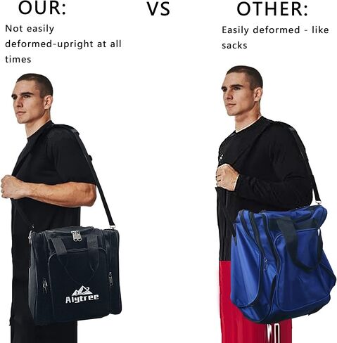 حقيبة بولينج غير قابلة للطي، حقيبة كرة بولينج مع جيبين قابلين للسحب، حقيبة بولينج قابلة للتعديل مع حامل كرة مبطن يناسب أكياس البولينج كرة واحدة وأحذية تصل إلى مقاس الرجال 14 in Kuwait