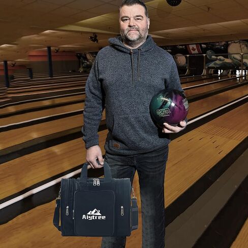 حقيبة بولينج غير قابلة للطي، حقيبة كرة بولينج مع جيبين قابلين للسحب، حقيبة بولينج قابلة للتعديل مع حامل كرة مبطن يناسب أكياس البولينج كرة واحدة وأحذية تصل إلى مقاس الرجال 14 in Kuwait