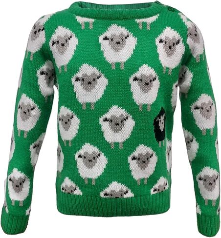 Traditional Craft Green Sheep Kids Jumper Irish Sweater Gift for Children 100% Acrylic in Saudi Arabia