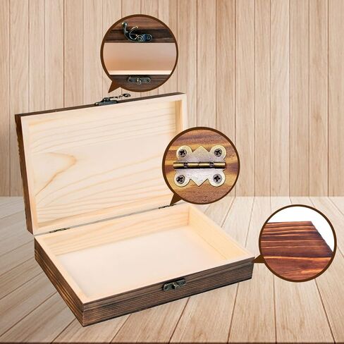 Unfinished Wooden Box with Hinged Lid, 7.8x5.1x1.96 Inches Wood Cigar Box Rectangle Keepsake Box Clasp Wood Box, Storage Box for DIY Crafts, Home Deocration, Jewelry in Saudi Arabia