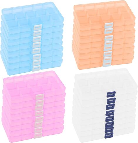 ZEONHEI 32 Pack 10 Grids Small Plastic Jewelry Bead Organizer Box, Colored Plastic Bead Storage Organizer Box with Adjusatble Dividers for Beads Earrings Rings Jewelry, 4 Colors in Kuwait