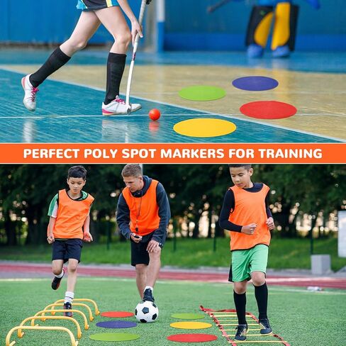 Roowest 100 Pcs 9 Inch Poly Spot Markers Non Slip Agility Training Markers Floor Dots Vinyl Flat Round Field Cones for Soccer Basketball Sport Training, School Exercise Drills, Dance Practice in Saudi Arabia