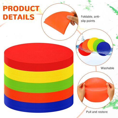 Roowest 100 Pcs 9 Inch Poly Spot Markers Non Slip Agility Training Markers Floor Dots Vinyl Flat Round Field Cones for Soccer Basketball Sport Training, School Exercise Drills, Dance Practice in Saudi Arabia