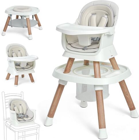 BabyBond High Chair, 14-in-1 Convertible High Chairs for Babies and Toddlers, Baby High Chair with Activity Center, Highchair for Ages 6-72 Months (Wood Grain) in Kuwait