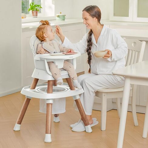 BabyBond High Chair, 14-in-1 Convertible High Chairs for Babies and Toddlers, Baby High Chair with Activity Center, Highchair for Ages 6-72 Months (Wood Grain) in Kuwait