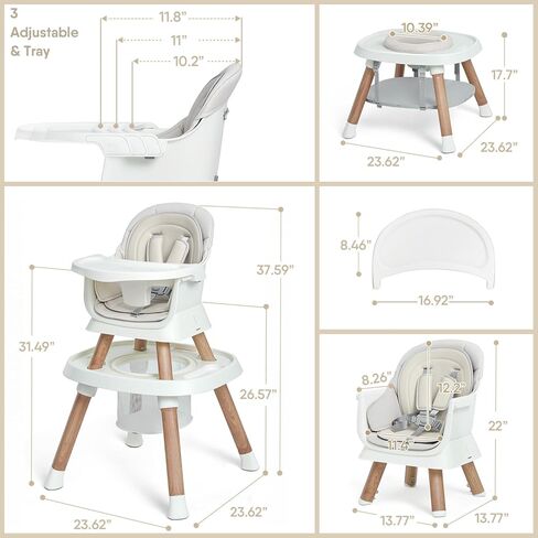BabyBond High Chair, 14-in-1 Convertible High Chairs for Babies and Toddlers, Baby High Chair with Activity Center, Highchair for Ages 6-72 Months (Wood Grain) in Kuwait