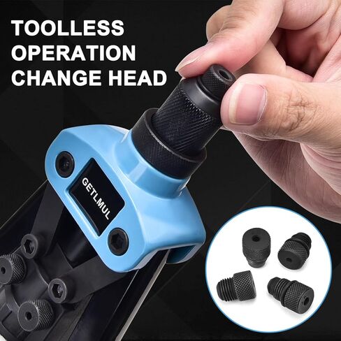 GETLMUL Rivet Gun, 13" Heavy Duty Dual Hand Riveter Tool Set with 210 Rivets and 5 Nosepieces- for Metal, Plastic, and Leather in Kuwait