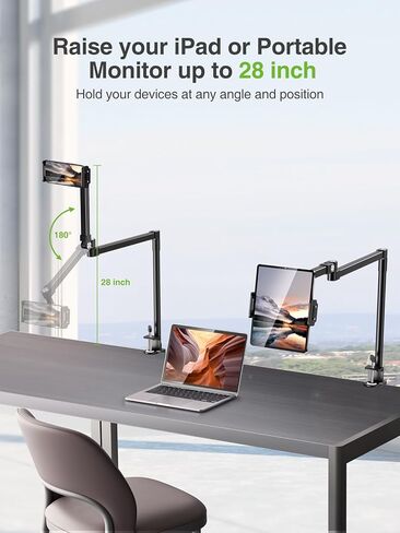 حامل iPad من النخبة للسرير، حامل حامل iPad مكتبي قابل للتعديل بالكامل [ألومنيوم عالي التحمل]، حامل iPad Pro قابل للطي لمشاهدة القراءة أثناء العمل، متوافق مع الأجهزة اللوحية مقاس 4.7-13 بوصة، Kindle in Kuwait