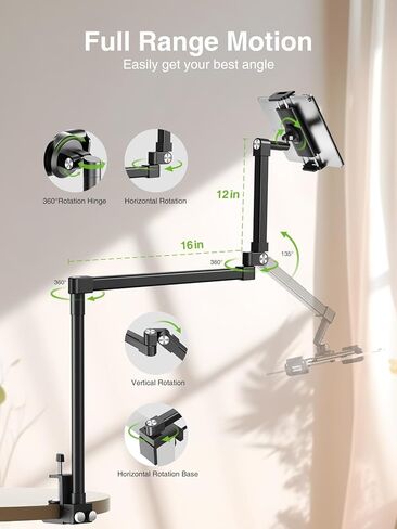 حامل iPad من النخبة للسرير، حامل حامل iPad مكتبي قابل للتعديل بالكامل [ألومنيوم عالي التحمل]، حامل iPad Pro قابل للطي لمشاهدة القراءة أثناء العمل، متوافق مع الأجهزة اللوحية مقاس 4.7-13 بوصة، Kindle in Kuwait