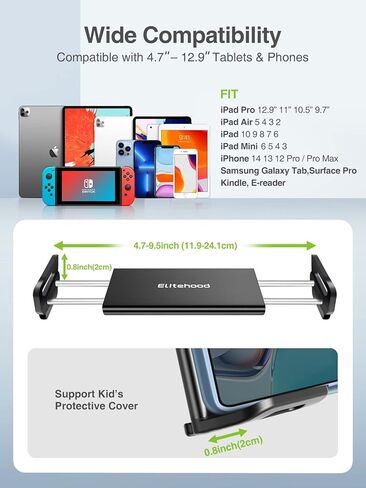 حامل iPad من النخبة للسرير، حامل حامل iPad مكتبي قابل للتعديل بالكامل [ألومنيوم عالي التحمل]، حامل iPad Pro قابل للطي لمشاهدة القراءة أثناء العمل، متوافق مع الأجهزة اللوحية مقاس 4.7-13 بوصة، Kindle in Kuwait