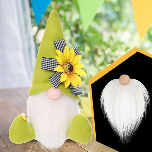 CheeseandU 12 Pcs Precut Gnome Beard Faux Fur Costume Beard Handmade Dwarf Beard with 12 Wooden Balls for Easter Spring Summer Home Decor (White, Black, Khaki, Grey) in Kuwait