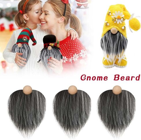 CheeseandU 12 Pcs Precut Gnome Beard Faux Fur Costume Beard Handmade Dwarf Beard with 12 Wooden Balls for Easter Spring Summer Home Decor (White, Black, Khaki, Grey) in Kuwait