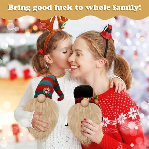 CheeseandU 12 Pcs Precut Gnome Beard Faux Fur Costume Beard Handmade Dwarf Beard with 12 Wooden Balls for Easter Spring Summer Home Decor (White, Black, Khaki, Grey) in Kuwait