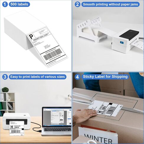 Fanfold Thermal Labels, 4x6 Direct Thermal Labels, for Thermal Label Printers (500 Label)-Zebra Compatible in Kuwait