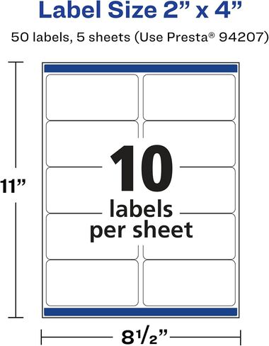 Avery Durable Waterproof Rectangle Labels with Sure Feed, 2" x 4", 50 Oil and Tear-Resistant Labels, Laser/Pigment-Based Inkjet Printable Labels (36564) in Saudi Arabia