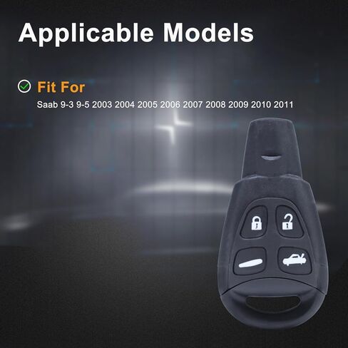 Yuksood Key Fob استبدال جهاز التحكم عن بعد للدخول بدون مفتاح، مفتاح السيارة Fob متوافق مع 2003- 2011 Saab 9-3 9-5، معرف FCC: LTQSAAM433TX in Kuwait