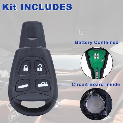Yuksood Key Fob استبدال جهاز التحكم عن بعد للدخول بدون مفتاح، مفتاح السيارة Fob متوافق مع 2003- 2011 Saab 9-3 9-5، معرف FCC: LTQSAAM433TX in Kuwait