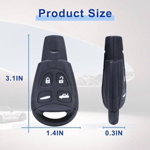 Yuksood Key Fob استبدال جهاز التحكم عن بعد للدخول بدون مفتاح، مفتاح السيارة Fob متوافق مع 2003- 2011 Saab 9-3 9-5، معرف FCC: LTQSAAM433TX in Kuwait