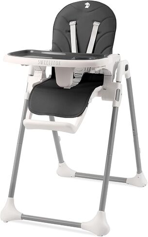 Sweety Fox High Chairs for Babies and Toddlers - Grey - Adjustable Portable & Foldable Baby High Chair with Bib Included - Removable Baby Chair Tray - Compact Reclinable Baby Highchairs in Saudi Arabia