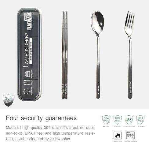 Premium Travel Utensils Set, Stainless Steel Cutlery Set, Reusable Flatware, Chopsticks Fork Spoon Silverware Set, Pocket Utensils for Picnic, Camping and Travel，Straws and Cleaning Brush in Saudi Arabia