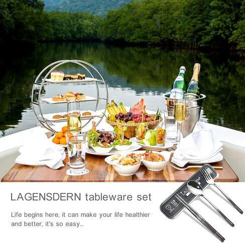 Premium Travel Utensils Set, Stainless Steel Cutlery Set, Reusable Flatware, Chopsticks Fork Spoon Silverware Set, Pocket Utensils for Picnic, Camping and Travel，Straws and Cleaning Brush in Saudi Arabia
