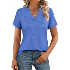 Womens V Neck Tops Short Sleeve Summer Shirts Dressy Casual Trendy Basic Tops in Kuwait