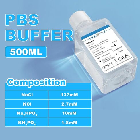 Phosphate Buffered Saline 10×, 500ml Lab PBS Buffer 0.1um Filtration, 7.4±0.1pH, Sterilize, 10 ×Concentrate, 500ml/Bottle in Saudi Arabia