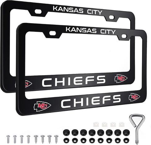 2PCS Black License Plate Frames, Car License Plate Bracket Holder, Premium Aluminum Alloy Weather Proof License Plate Covers with Screw Caps Cover Set Car Accessories in Saudi Arabia