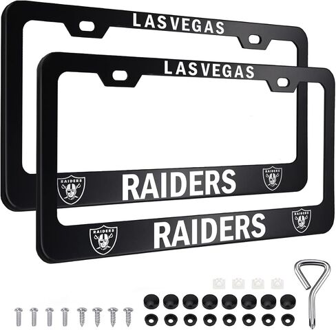 2PCS Black License Plate Frames, Car License Plate Bracket Holder, Premium Aluminum Alloy Weather Proof License Plate Covers with Screw Caps Cover Set Car Accessories in Saudi Arabia