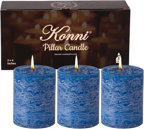 شموع عمود مقهى قهوة Konni مجموعة من 3 ، 3 "× 4" شموع عمود غير معطلة بالجملة ، 39 ساعة شموع محترقة ، شمعة مستديرة لا تدخن ولا دخان لحفل الزفاف ، الديكور المنزلي ، الحفلات ، المنتجعات ، العشاء in Kuwait