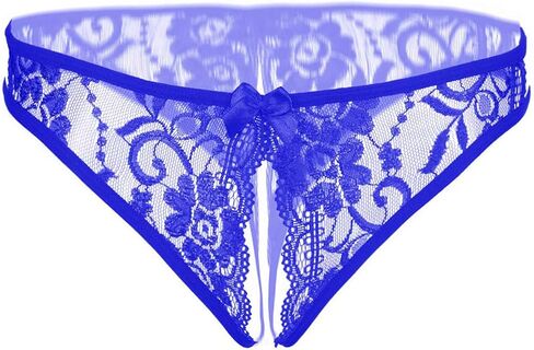 Lace Thongs for Women Sexy Crotchless Underwear Panties Low Rise T-Back Floral Briefs Cute Bow Center Lingerie in Saudi Arabia