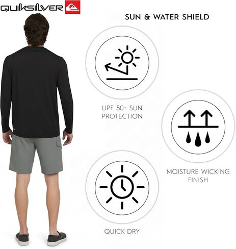 Quiksilver Men's Swimwear Regular Fit UPF 50 Long Sleeve Sun Tee Rash Guard Shirt (S-XXL) in Saudi Arabia