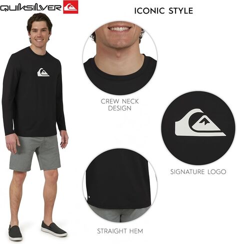 Quiksilver Men's Swimwear Regular Fit UPF 50 Long Sleeve Sun Tee Rash Guard Shirt (S-XXL) in Saudi Arabia