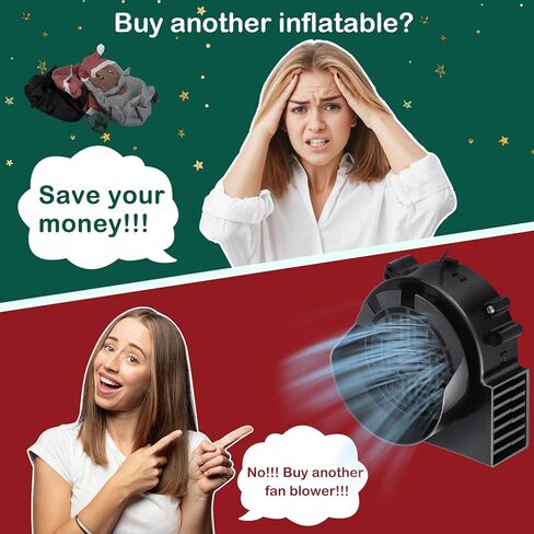 2 حزمة بديلة لمروحة قابلة للنفخ، منفاخ مروحة هواء 0.8 أمبير مع محول 1.0 أمبير و3 سلاسل إضاءة لمبات LED للهالوين وعيد الشكر وعيد الميلاد القابلة للنفخ (IP68 مقاومة للماء، 3.8 * 3.8 بوصة) in Kuwait