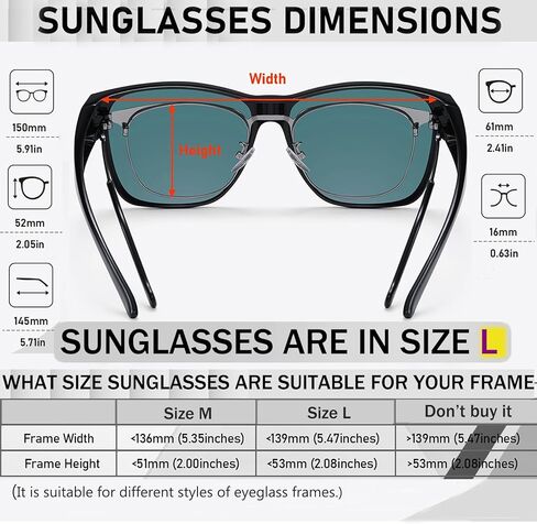 GEGURI Fit Over Glasses Sunglasses Polarized for Men & Women, Stylish Wrap Around Design Sun Glasses UV400 Protection in Kuwait