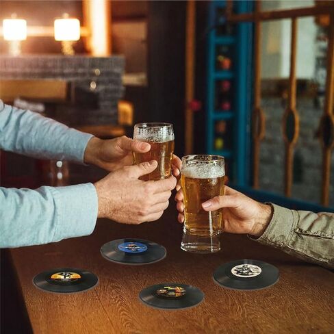 مجموعة Vintage Vinyl Records Set 12 قطعة-الوقايات المشروبات غير الماصة غير المنقولة ، هدية مثالية لعشاق الموسيقى والديكور الرجعية (M3) in Kuwait