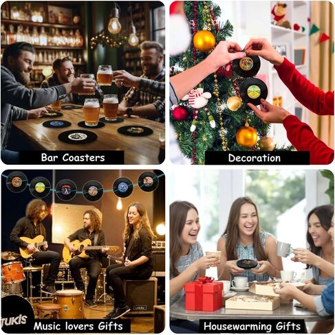 مجموعة Vintage Vinyl Records Set 12 قطعة-الوقايات المشروبات غير الماصة غير المنقولة ، هدية مثالية لعشاق الموسيقى والديكور الرجعية (M3) in Kuwait