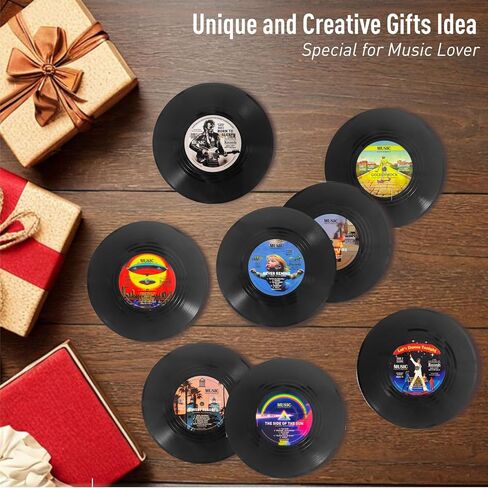 مجموعة Vintage Vinyl Records Set 12 قطعة-الوقايات المشروبات غير الماصة غير المنقولة ، هدية مثالية لعشاق الموسيقى والديكور الرجعية (M3) in Kuwait