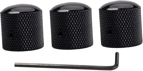 Vaguelly 3pcs Black Electric Bass Guitar Volume and Tone Control Knobs with Hole Durable Dome Knobs for Replacement Fits Shaft Import Pots Includes Wrench for Easy Installation in Saudi Arabia