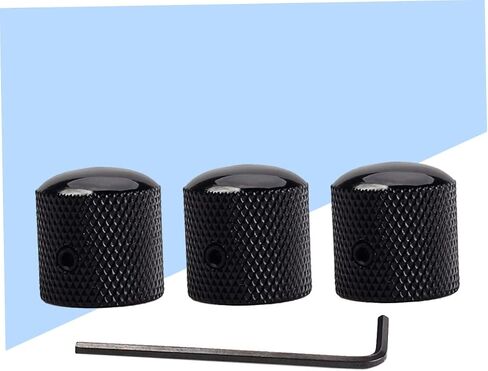 Vaguelly 3pcs Black Electric Bass Guitar Volume and Tone Control Knobs with Hole Durable Dome Knobs for Replacement Fits Shaft Import Pots Includes Wrench for Easy Installation in Saudi Arabia