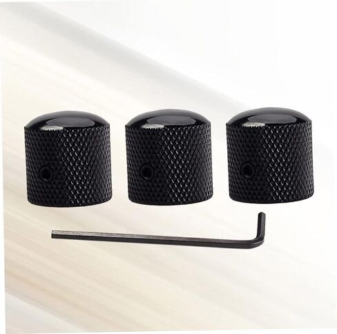 Vaguelly 3pcs Black Electric Bass Guitar Volume and Tone Control Knobs with Hole Durable Dome Knobs for Replacement Fits Shaft Import Pots Includes Wrench for Easy Installation in Saudi Arabia