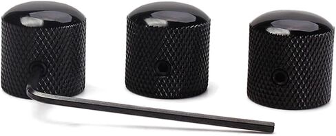 Vaguelly 3pcs Black Electric Bass Guitar Volume and Tone Control Knobs with Hole Durable Dome Knobs for Replacement Fits Shaft Import Pots Includes Wrench for Easy Installation in Saudi Arabia