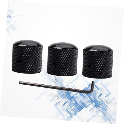 Vaguelly 3pcs Black Electric Bass Guitar Volume and Tone Control Knobs with Hole Durable Dome Knobs for Replacement Fits Shaft Import Pots Includes Wrench for Easy Installation in Saudi Arabia