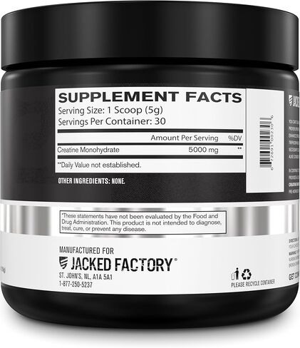 Jacked Factory Creatine Monohydrate Stick Packs 150g - 5g Daily Creatine Supplement for Men and Women, Vegan-Friendly, Third-Party Tested - 30 Servings, Unflavored in Kuwait